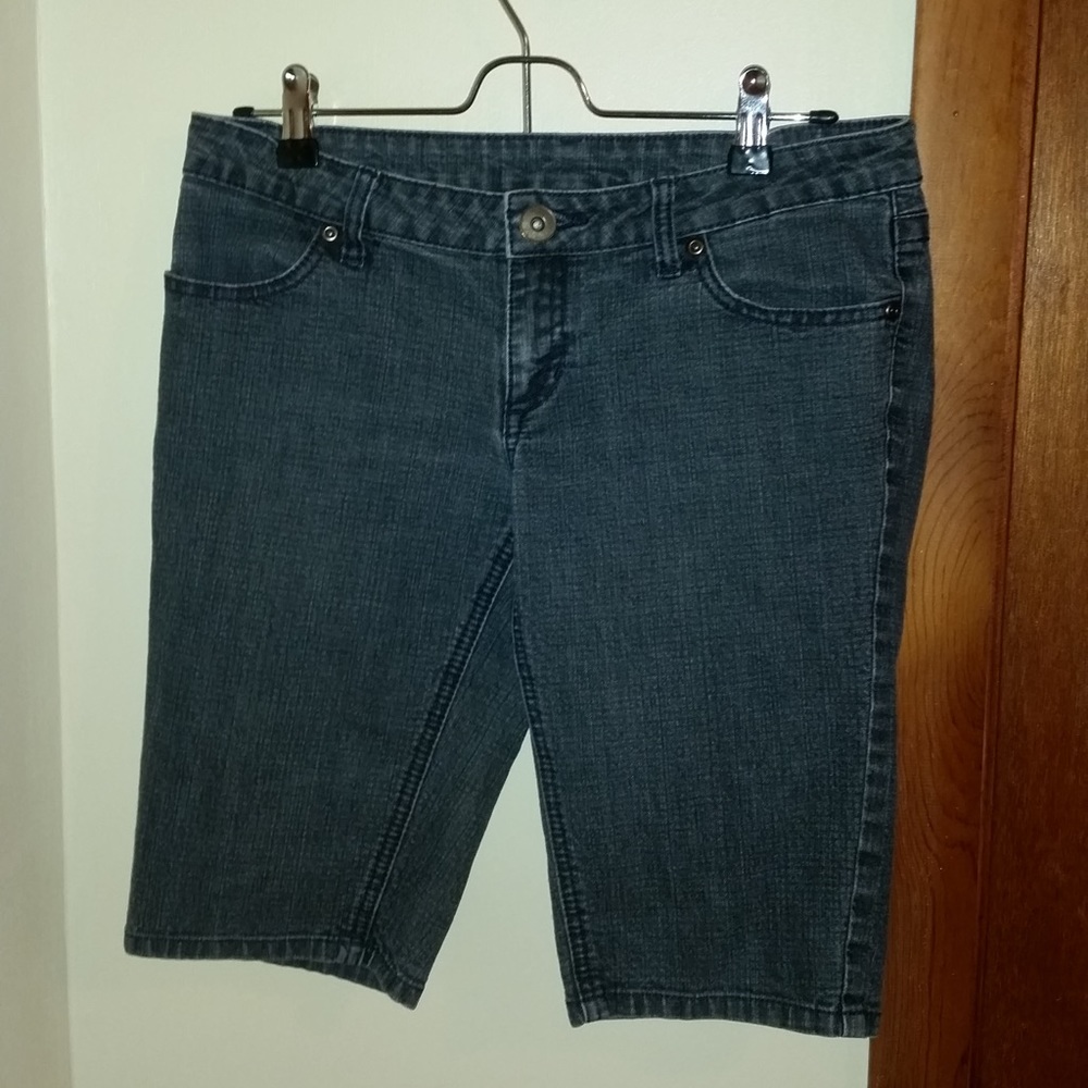 Stretchy Long Denim Shorts
